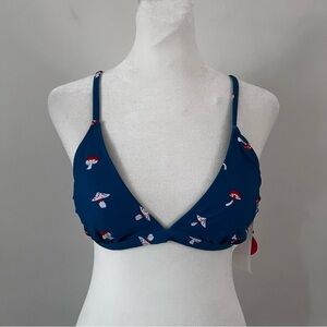 NWT Cider Blue Mushroom Print Bikini Top |Large|